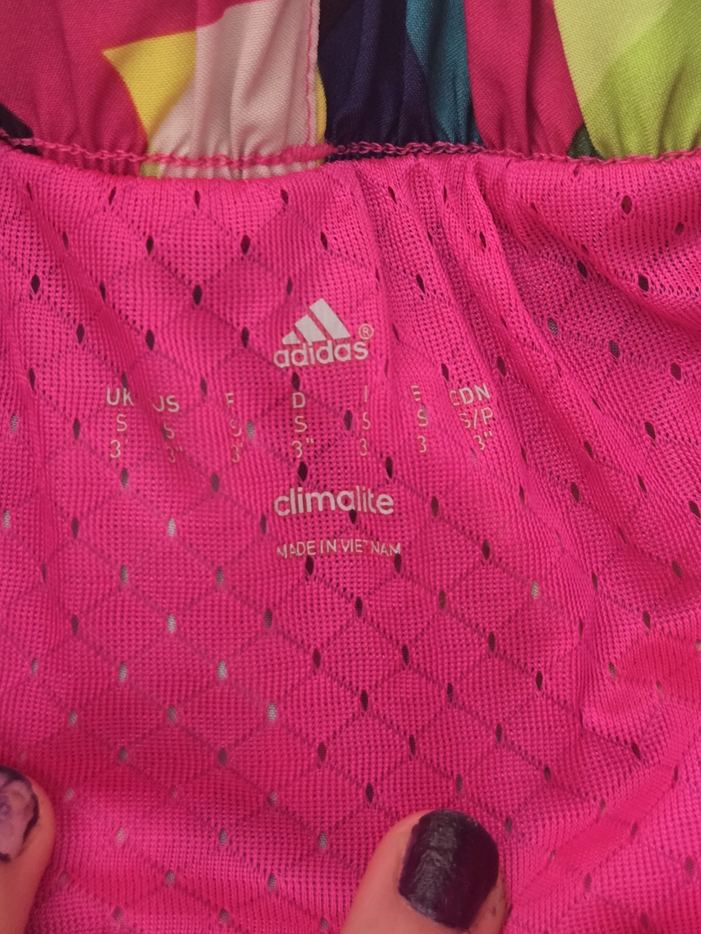 adidas Climalite Neon Pink Athletic Shorts with Patterned Waistband